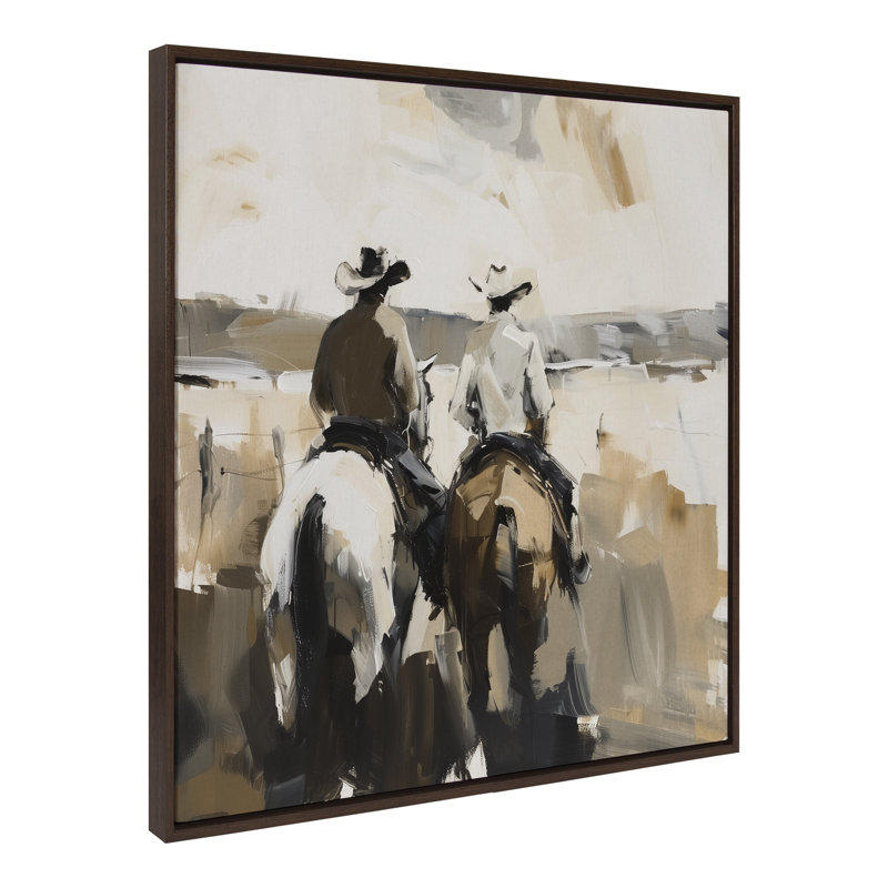 «Abstract Cowboy», art mural encadré sur toile, Brun