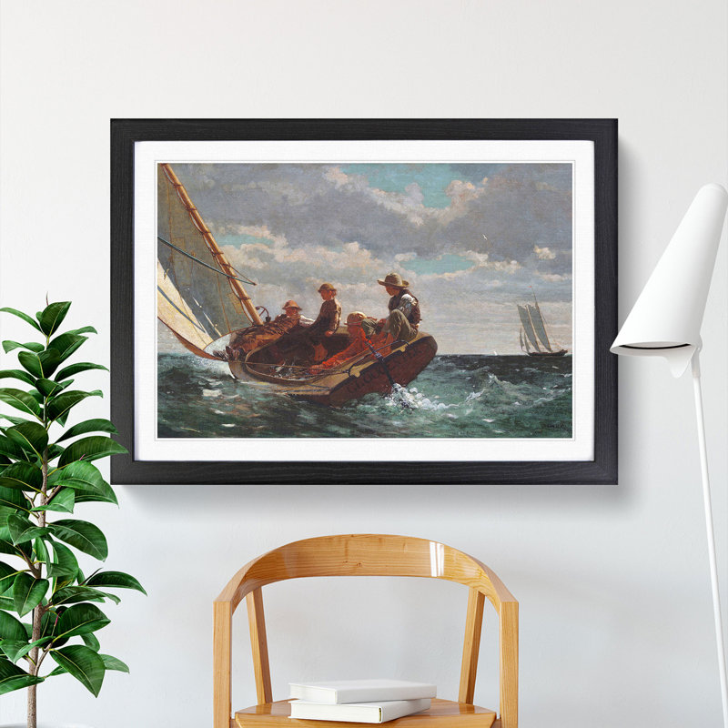 A Fair Wind by Winslow Homer - Picture Frame Painting, 27cm H x 36cm W x 2cm D, Black Framed