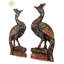 Paire de paon en bois sculpté à la main de 24 po de hauteur, décor sud-indien pour vestibule et salon