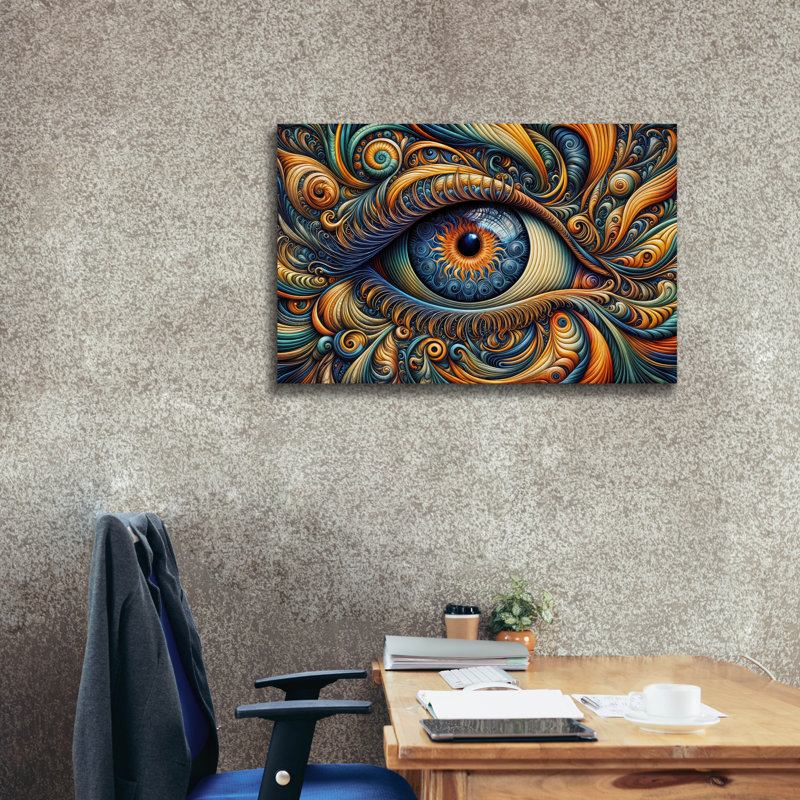  «Psychedelic œil 5» par Rey Klimt, art mural sur toile, 40 po x 26 po