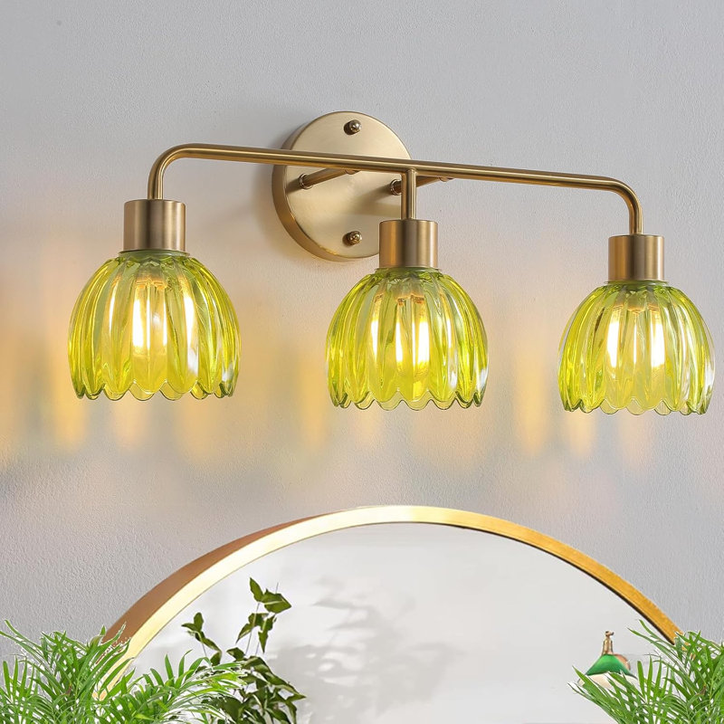 Luminaire de salle de bain, Vert / doré, 3