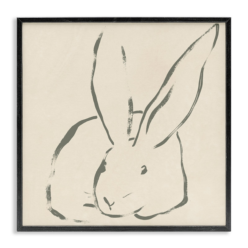 «Minimal Bunny Outline», estampe numérique par June Erica Vess, H 12 po x l 12 po, Giclée encadrée noir minuit
