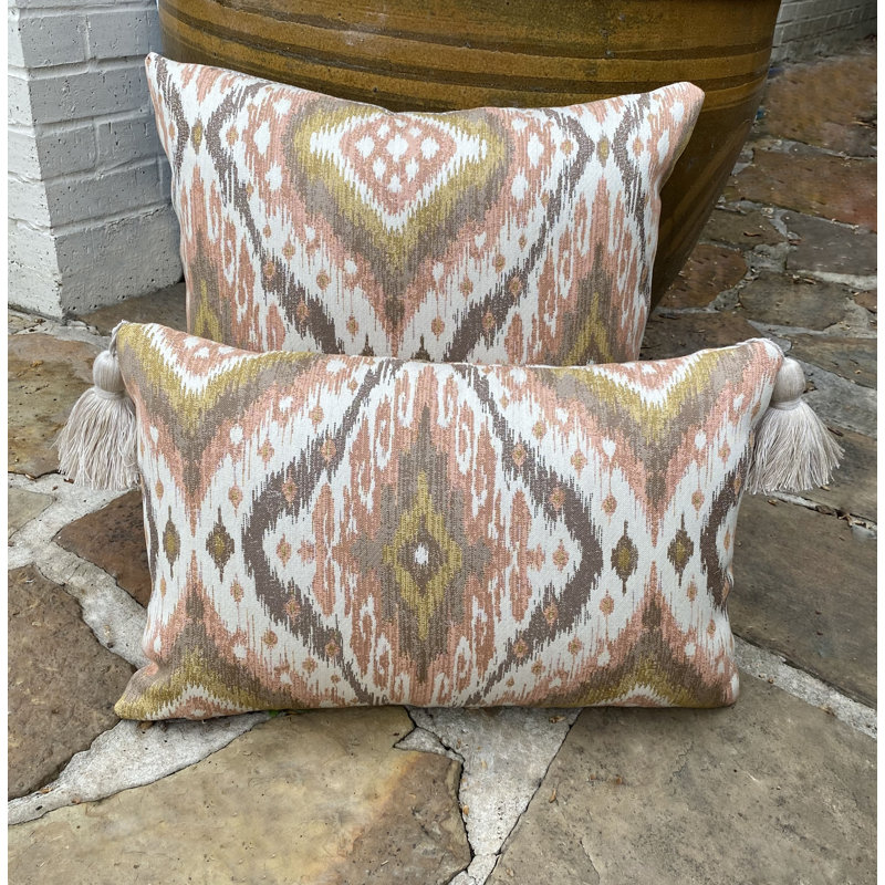 Ikat Tassels Sunbrella® Outdoor Throw Pillow