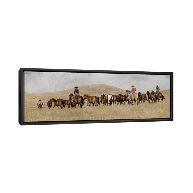 3 Girls Ropund Up by Rhonda Thompson - Floater Frame Panoramic Print on Canvas