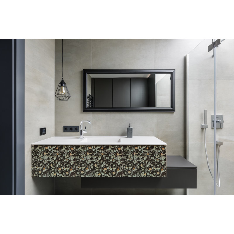 Rouleau de papier peint adhésif blanc cassé, gris anthracite, orange L 18 pi x l 21 po