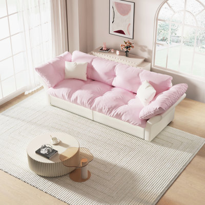 Lit escamotable multifonctionnel 3 en 1 beige, coussins moelleux, assise confortable en tissu respirant