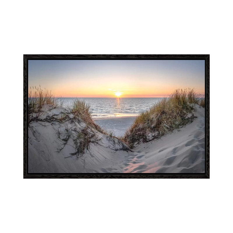 Sunset at the Dune Beach, North Sea, Sylt 1 Piece Wall Art on Canvas, 45.72cm H x 66.04cm W x 3.81cm D, Black Framed