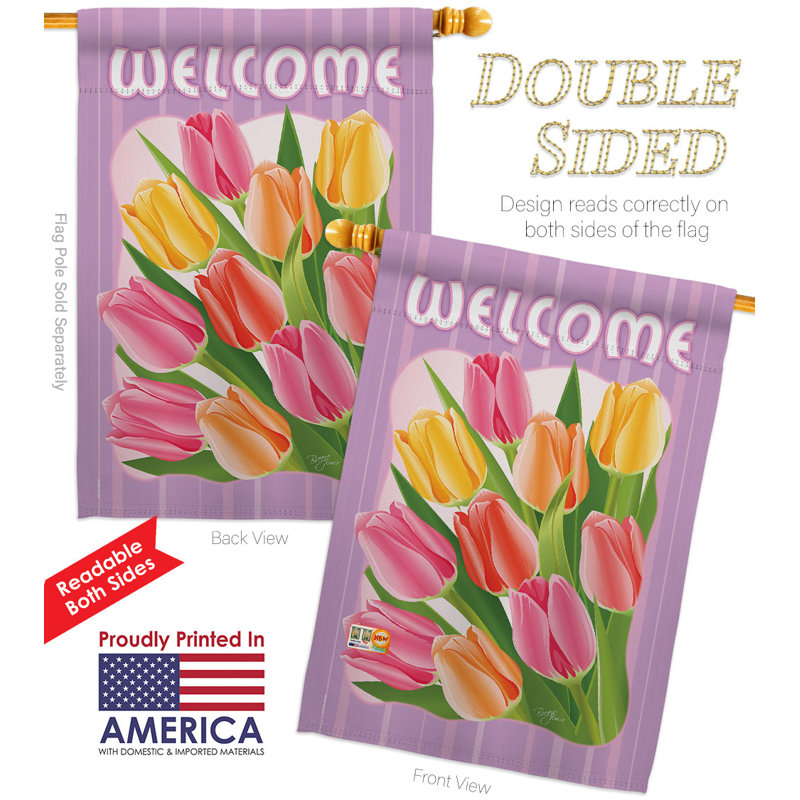 Drapeau de maison 40 x 28 po Tulipes