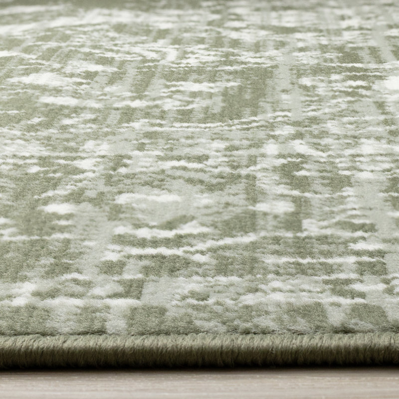 Tapis traditionnel vert Manzelli, Rectangle 7 pi 9 po x 10 pi 6 po