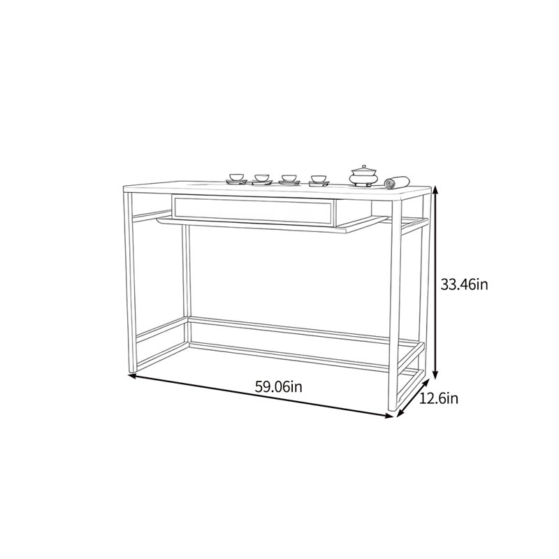 Demeray, H 33,46 po x l 59,06 po x P 12,6 po, Brun