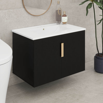 Ensemble de meuble-lavabo vintage 30 po avec lavabo en céramique et robinet 3 trous