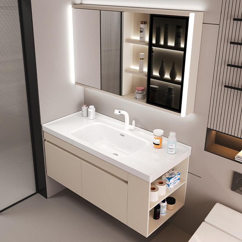 Cream-style minimalist bathroom cabinet