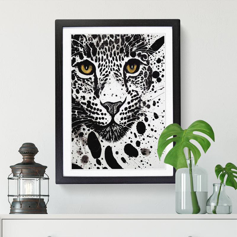 Konradin Leopard Paint Splatter Vol.2 - Picture Frame Print, 46cm H x 34cm W, Walnut