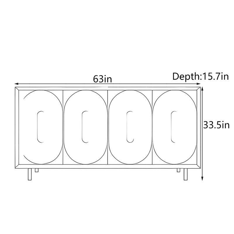 Armoire de hall d'entrée de conception scandinave, H 33,5 po x l 63 po x P 15,7 po