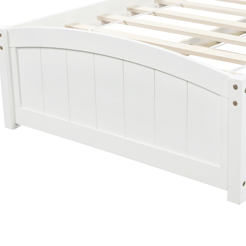Lit simple avec lit gigogne, blanc - Élégant et pratique meuble plateforme en bois de pin massif pour une utilisation durable