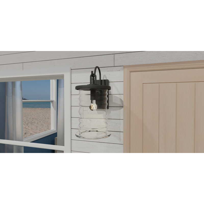 Aamorah 1-Light Matte Black Outdoor Wall Lantern, 21" H x 10.5" W x 14" D