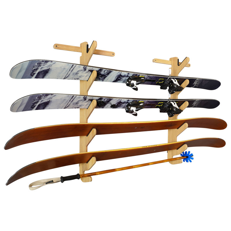 Hallsteiner Adjustable Multi-Use Ski/Snowboard Rack, 5 Tier, Bamboo