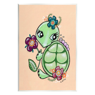 "Floral Blossom Turtle", art mural sur toile par Michelle Gilsey