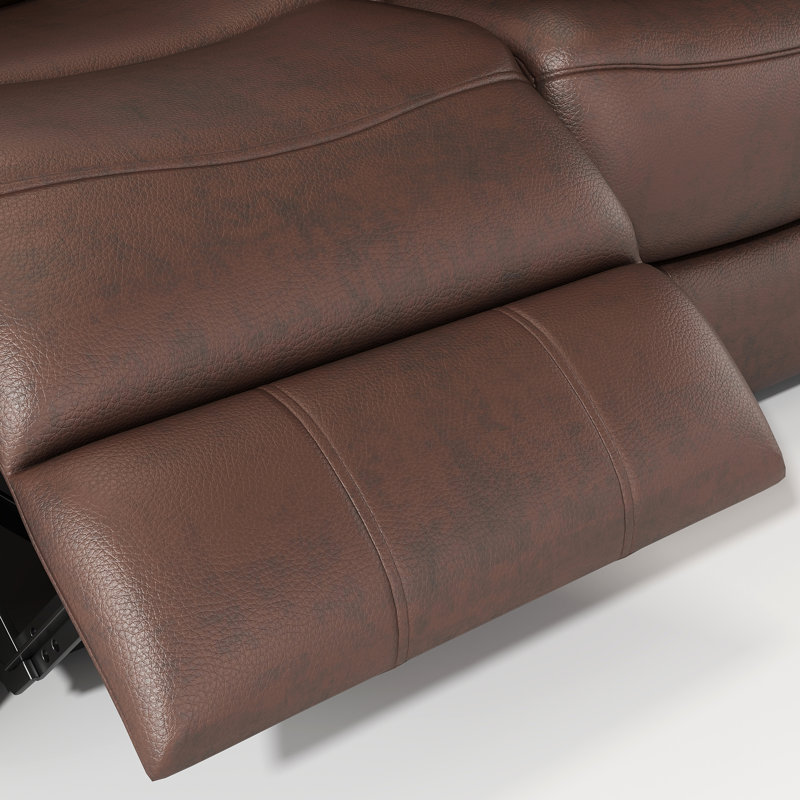 Causeuse inclinable en cuir véritable avec accoudoirs rembourrés Alec
