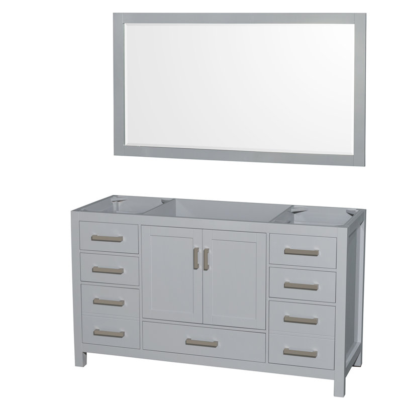 Sheffield 59" Freestanding Single Vanity Base Only with 58" Mirror, Gray