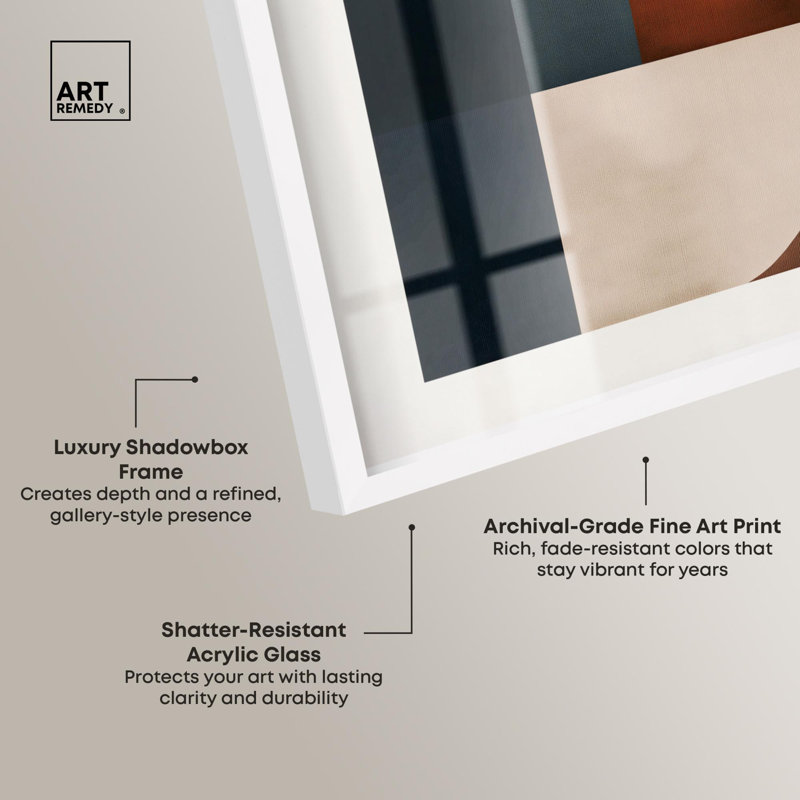 Intersecting Arcs III Shadowbox Print Midcentury Art par Art Remedy, H 21 po x l 17 po, Blanc