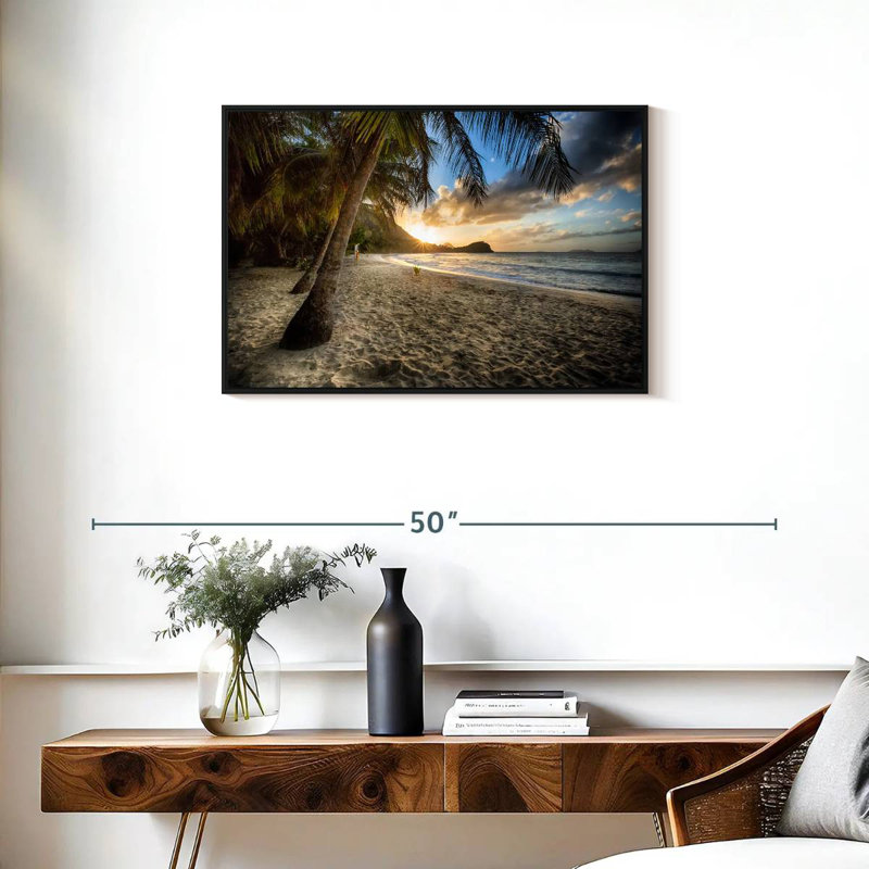 Scénique côte des Caraïbes, Cadre flottant noir, 31 po x 21 po