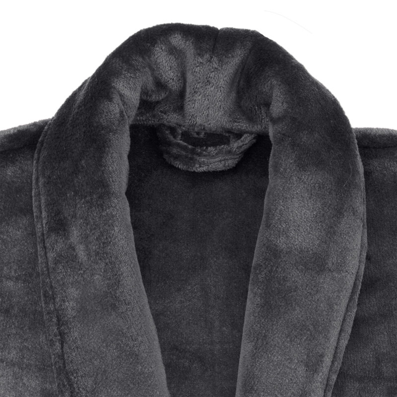 Peignoir mi-mollet en velours avec poches, Anthracite