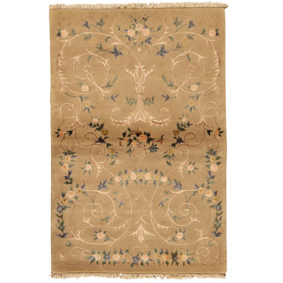 Tapis taupe noué à la main de haute qualité
