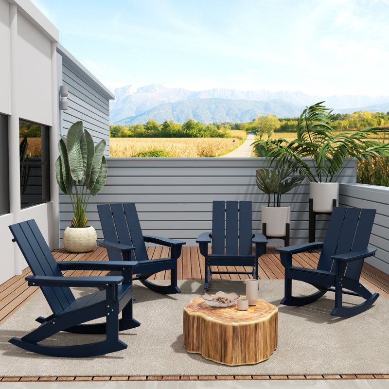 Chaise berçante d'extérieur en plastique Joubert, Bleu marine