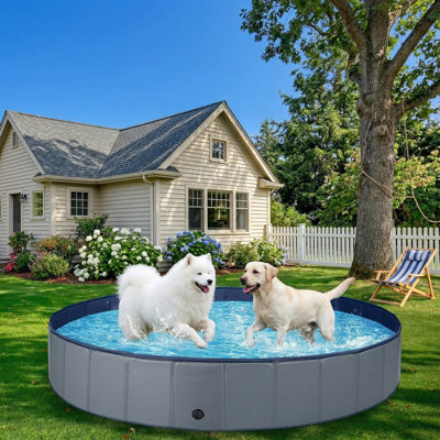 Hard Plastic Kiddie Pool for Large Dogs, Foldable Dog Bathing Tub, Portable Outdoor Swimming Pool for Pets & Kids
