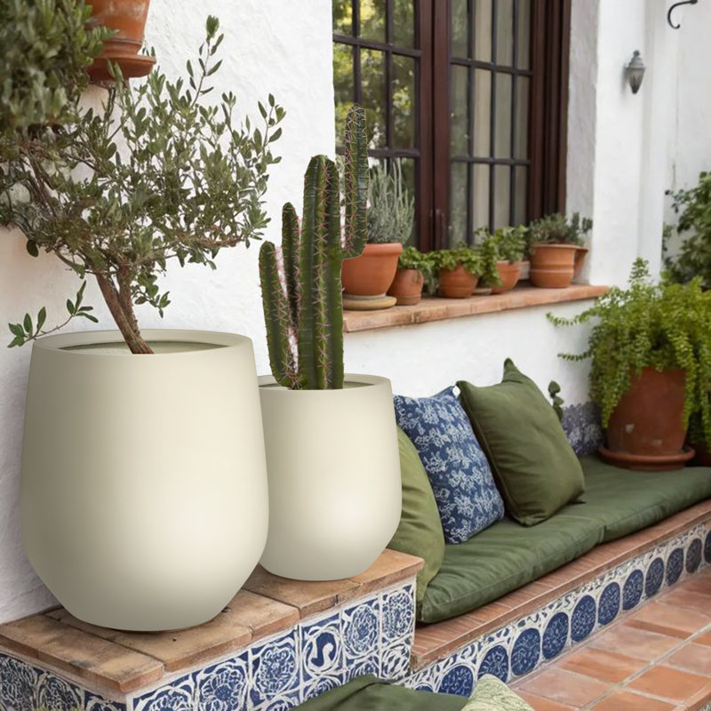 Pot de fleurs Dorlis Fiberstone, H 16,5 po x l 15 po x P 15 po, Lin lin