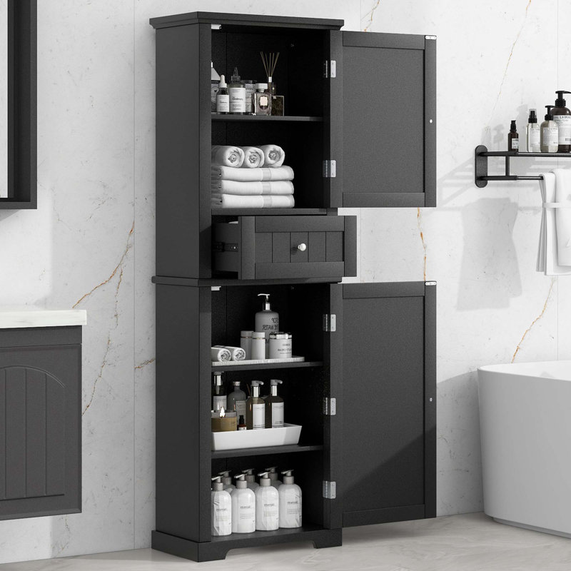 Tall Bathroom Storage Cabinet, Black
