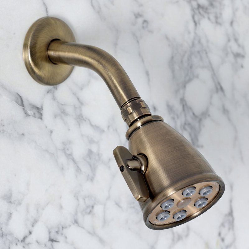 Robinet de baignoire et douche thermostatique à 3 poignées à 3 trous avec inverseur à piston Kingston, Antique Brass