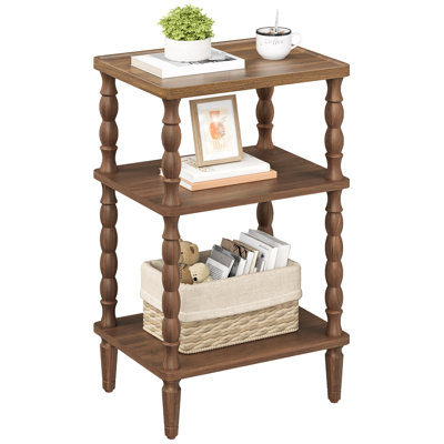 3-Tier Small End Table with Solid Wood Legs