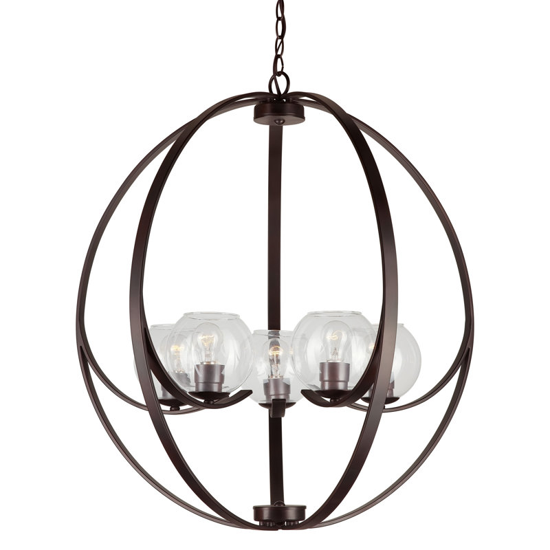 Lustre sphérique spectaculaire et unique à 5 lumières Hoefer