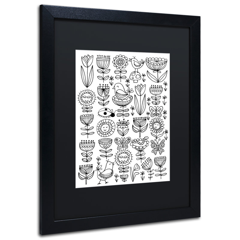 «Arbres et fleurs» par Arzel, impression encadrée, Noir, H 20 po x l 16 po x P 0,5 po