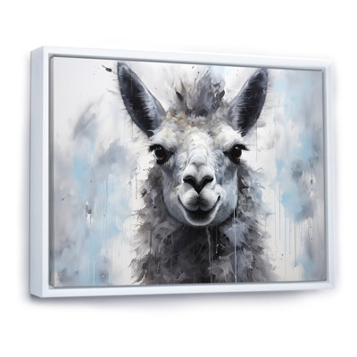 Portrait d'un lama gris sur toile