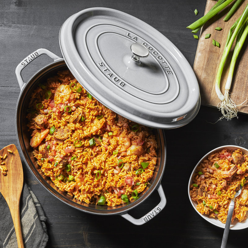 STAUB Oval Cast Iron Cocotte, Grey, 31cm