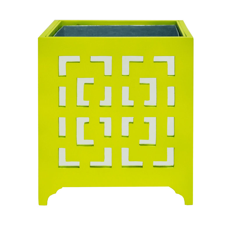 Turquoise and Mirror Finish Greek Key Outdoor Planter Box