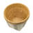 Set of 2 White and Brown Cement Planters with V Pattern, L:D10x8"  S:D8x6.5"