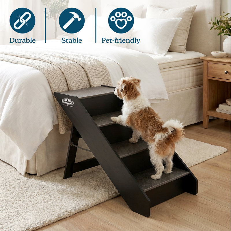 PETMAKER 4-Step Folding Cat and Dog Stairs, Gray