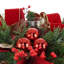 Holiday Candle Holder with Evergreen and Ornaments
