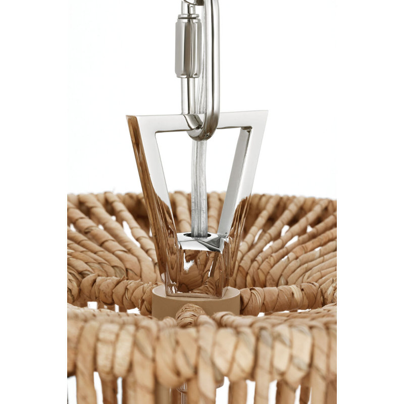Antigua 11" Pendant in Natural Abaca, Polished Nickel