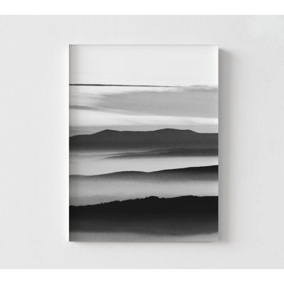 «Black and White Abstract Mountain Landscape Forest Airbnb Decor, Rustic Cabin Fireplace Wall Art, Mountains, affiche