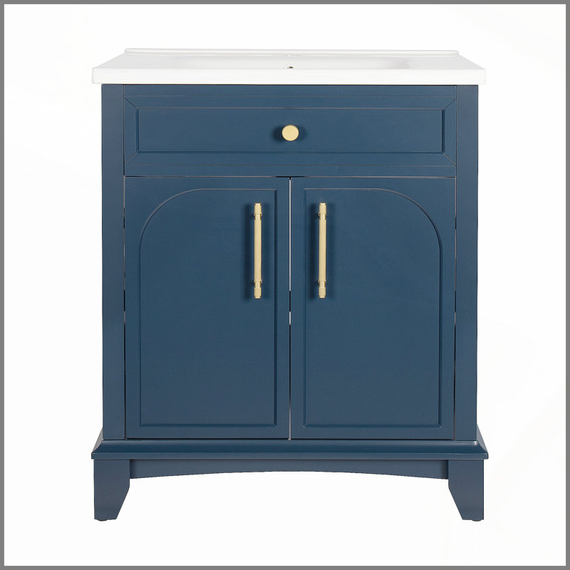 Armoire de salle de bain bleue durable avec beaucoup de rangement, imperméable et facile à assembler