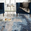 Tapis bleu / gris / beige touffeté à la main à motif abstrait Fairmount-37842455