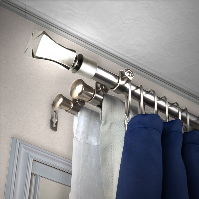 Ensemble de tringle à rideaux réglable 0,81 po Agis, Nickel satiné, 48" - 84"