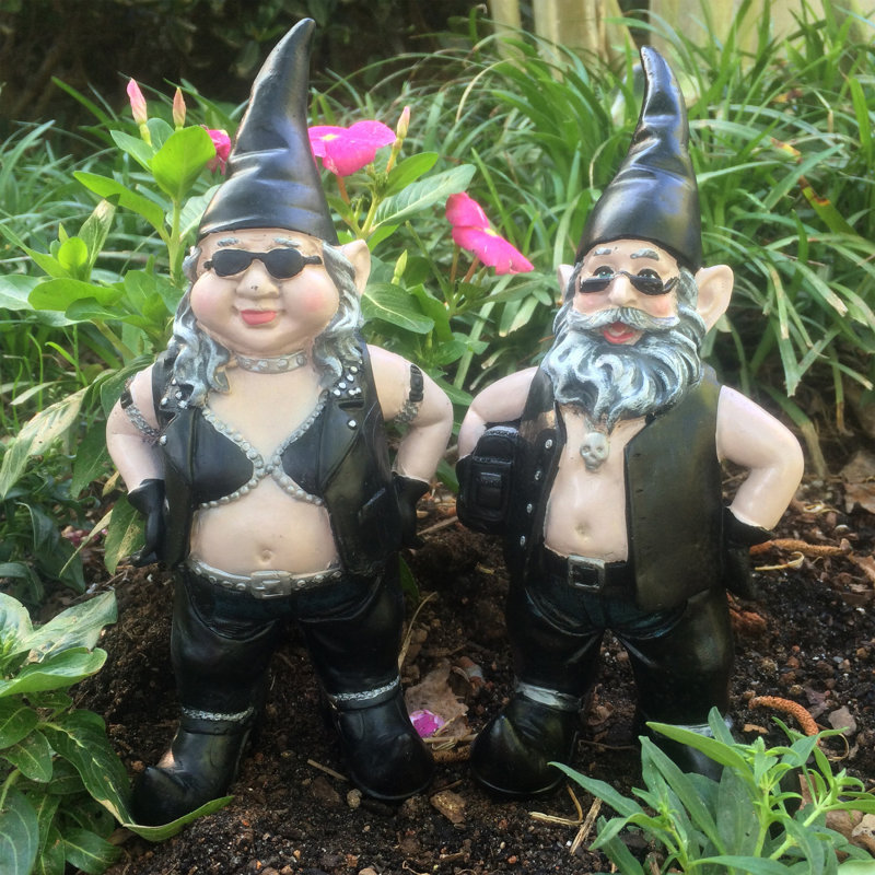 Ensemble de statue de motard 2 pièces Born-to-Ride Gnomes