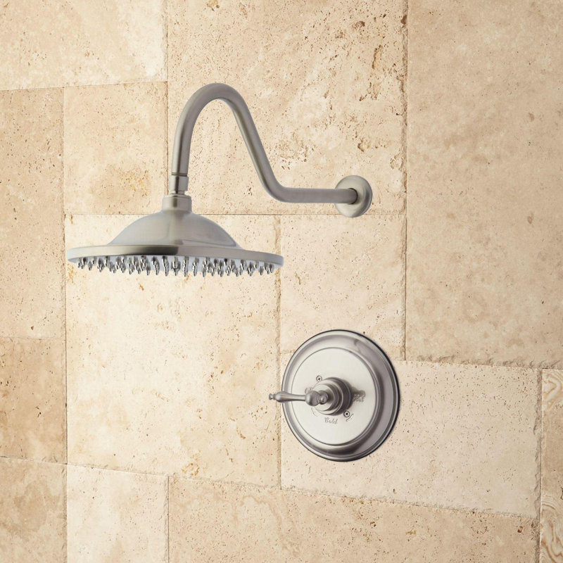 Bostonian Rainfall Nozzle Shower Faucet with Rough-in Valve, Brushed Nickel, 12"