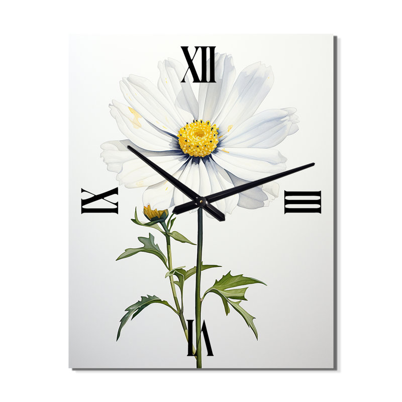 Horloge murale surdimensionnée White Daisies Sublime Simplicity II, H 32 po x l 24 po x P 1 po